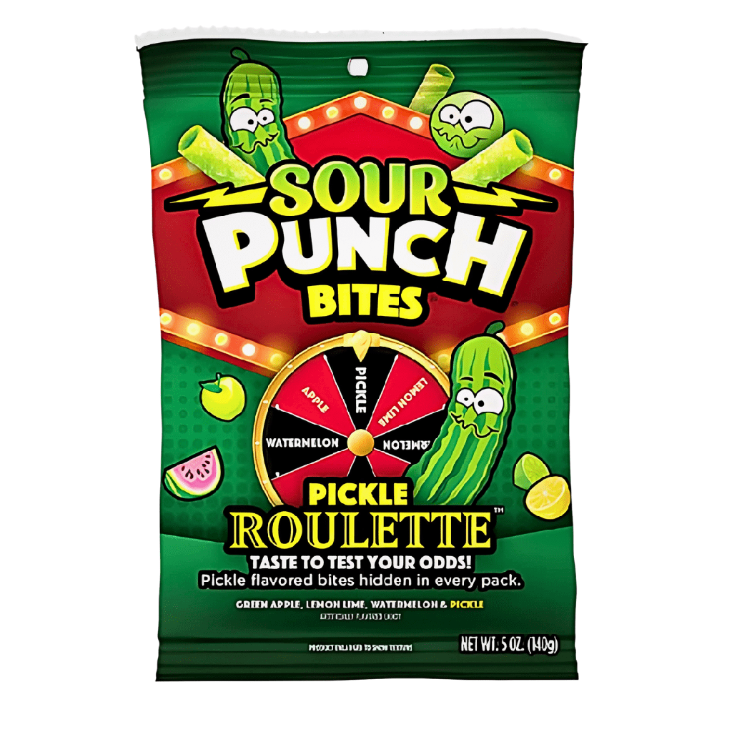 Sour Punch Bites Pickle Roulette Flavour Peg Bag USA (12x142g)