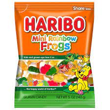 Haribo Mini Rainbow Frogs Peg Bag USA (12x142g)