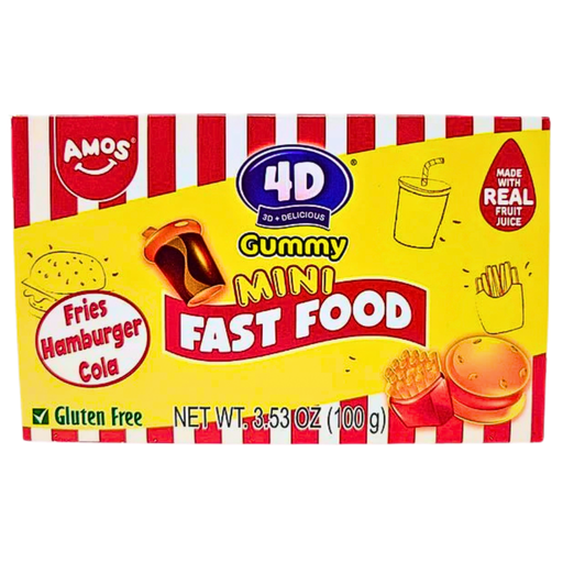 4d Amos Fruit Gummy Mini Fast Food Theatre Box 3.53oz (12 x 100g) **************************